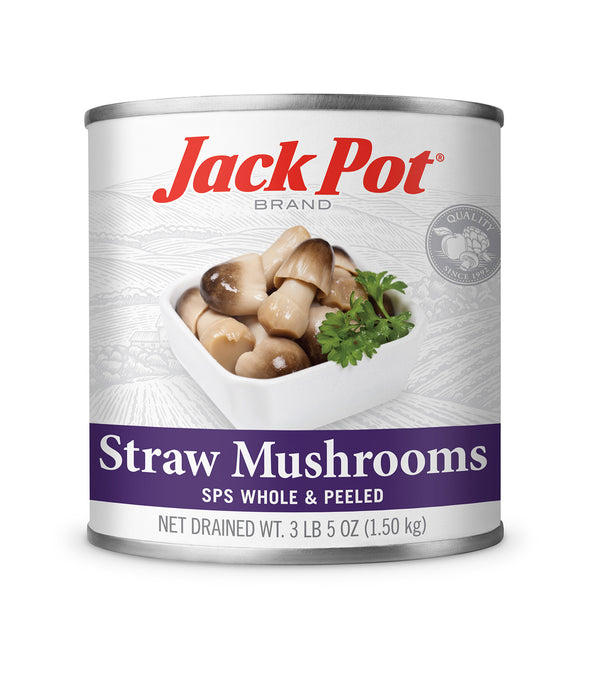 Sun Luck Straw Mushrooms, Whole Peeled, in Brine, Mushroom